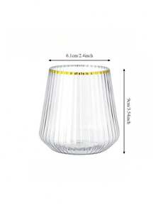 4/2/1pc Impact-Resistant Gold Striped Vertical Cups, Suitable For Beverages, Cold Drinks, Juices, Champagne, Sparkling Water, Perfect For Parties, Weddings, Birthdays, Camping And Catering Services - Multicolor - View 3