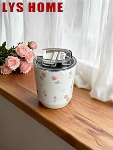 1 pieza Vaso aislado de acero inoxidable de doble pared con capacidad de 280ml-380ml, con diseño pintado a mano de tulipanes morados, botella de agua, apto para gimnasio, oficina, hogar, exterior, regalo para viajes, graduación, día de la madre - Rosa roja pintada a mano de 380 ml - Ver 13