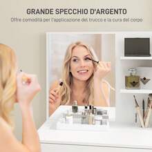Vanity Table And Stool Set, Makeup Desk With Mirror, 3 Shelves And Storage Drawers, White, 75 X 40 X 137 Cm - 白色 - 查看 6