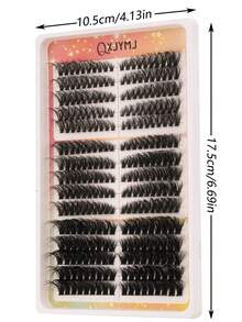 290pcs Independent Lash Tufts 8-16mm Mixed Length D Curl Warp Russian Curl DIY At Home Soft And Fluffy Reusable Suitable For Daily Outings Dates Party Use.Natural & Super - D - View 7
