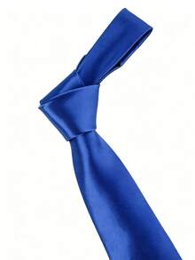 3PCS Men's Solid Color Tie 8cm Formal Business Tie Men's Wedding Tie - 3pcs Royal Blue - View 2