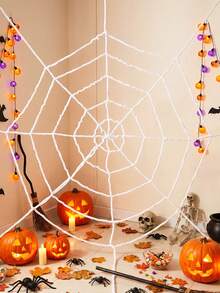 1 pieza Telaraña de peluche blanca, Decoración de telaraña de peluche, Decoración de Halloween, Suministros para fiestas de Halloween 2026 interiores/exteriores, Decoración de pared, Decoración del hogar de Halloween, Decoración colgante de casa embrujada, Decoración de invierno, Decoración de fiesta de Halloween, Suministros para fiesta de Halloween, Recuerdos de fiesta - Telaraña blanca - Ver 12