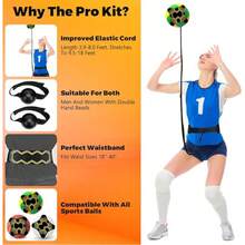 4pcs/Set Volleyball Spike Trainer, Elastic Self-Training Volleyballs Resistance Band, Volleyball Equipment Training Aid Improves Serving, Jumping, Arm Swing Mechanics And Spiking Power - Multicolor - View 2