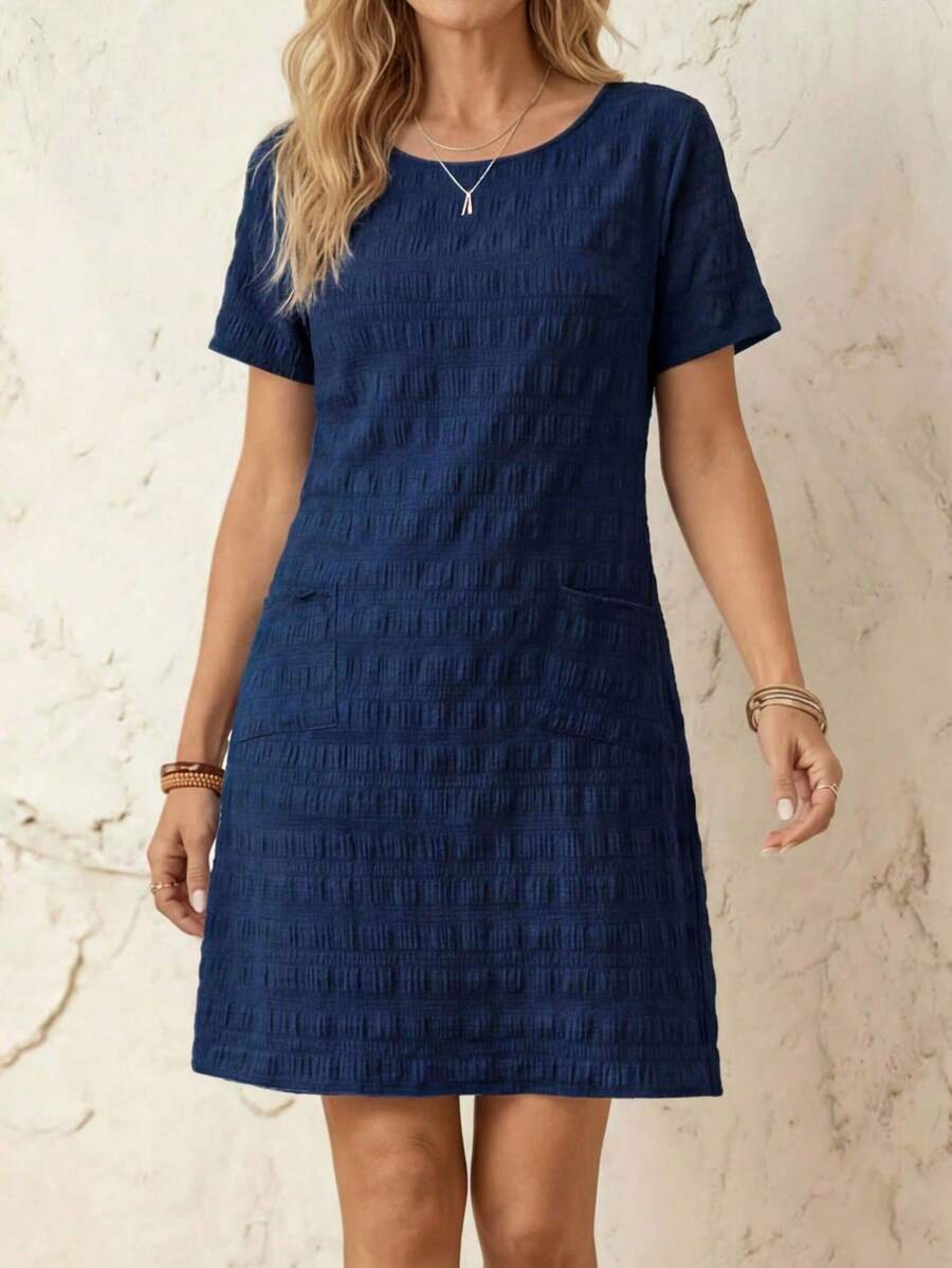 2026 New vestidos casual Vestido mini para mujer, conjunto de ropa de verano para mujer, vestidos de verano para mujer, atuendos de vacaciones para mujer, vestido de vacaciones para mujer, a - Azul marino - Ver 1