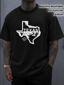Camiseta Texas Pride Lone Star para Hombre, Camisetas Gráficas Negras de Manga Corta, Edición Limitada, Ropa de Verano Elegante para Uso Diario Casual, Ropa de Primavera y Verano, Moderna, E - Negro - Ver 1