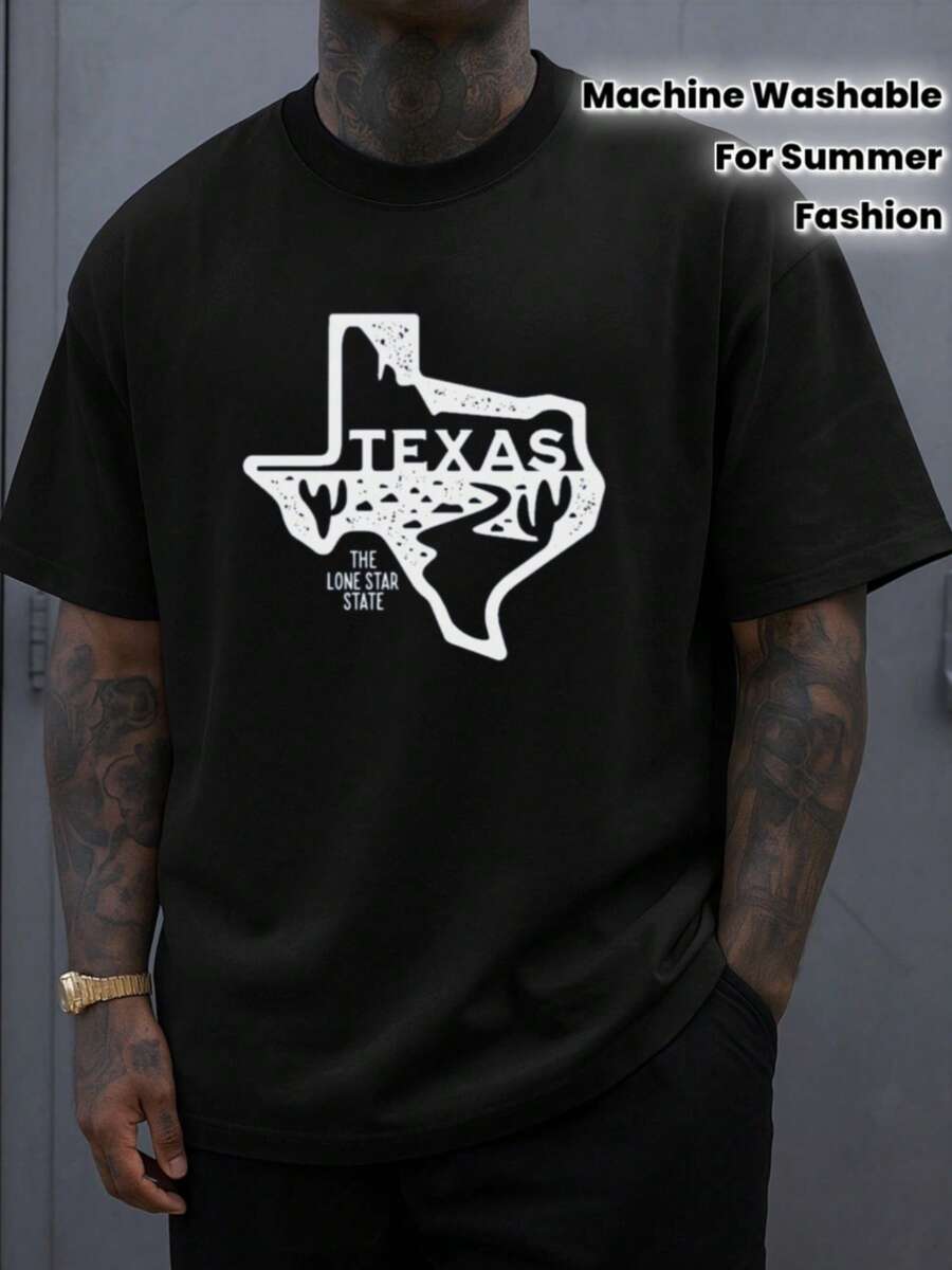 Camiseta Texas Pride Lone Star para Hombre, Camisetas Gráficas Negras de Manga Corta, Edición Limitada, Ropa de Verano Elegante para Uso Diario Casual, Ropa de Primavera y Verano, Moderna, E - Negro - Ver 1