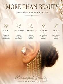 outingfit 1pc Ins Viral Tassel Ear Hook Earrings, High-End Rhinestone Ear Cuff For Non-Pierced Ears, Fairy Style Accessory Earrings - Gold - View 7