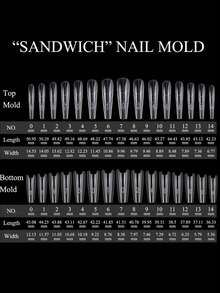 60 Pcs/Bag Sandwich Nail Molds Square Almond Shape Reusable Nail Forms With Guide Lines 15 Sizes Nail Extension Molds Salon & Home DIY Manicure Tools - Multicolor - View 7