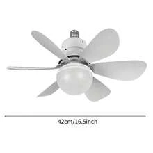 Lampu Kipas Enam Bilah dengan Kap Lampu Bulat yang Dapat Dilepas, Antarmuka E27, Lampu Kipas Senyap, Cocok untuk Ruang Tamu, Ruang Makan, dan Kamar Tidur - Putih - View 5