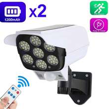 1/2 piezas Tira de luz solar con sensor de movimiento de 77 LED con control remoto, luz de inundación inalámbrica para exteriores similar a una cámara de , adecuada para hotel, porche, jardín, patio, entrada - Luz de pared inalámbrica alimentada por energía solar - Multicolor - Ver 13