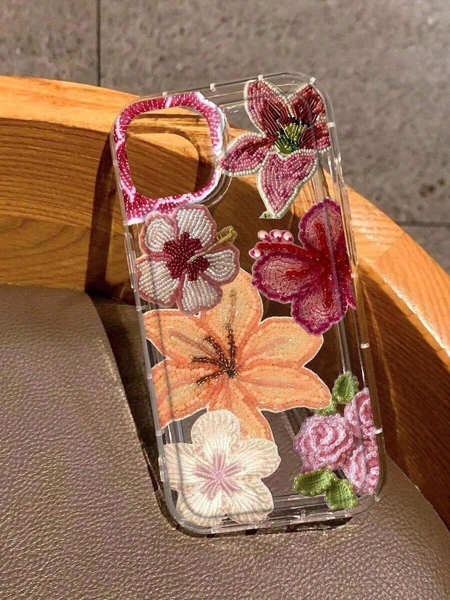piezaFundaDeTeléfonoDeModaConBordeFloral3DDePerlaTransparenteA pruebaDeGolpesAdecuadaParaiPhone16/11/12/13/14/15/15Pro/15Plus/15ProMax/7Plus/8Plus/X/XsMax/Xr/11Pro/12Pro/13Pro/14Pro/12min - Multicolor - Ver 1