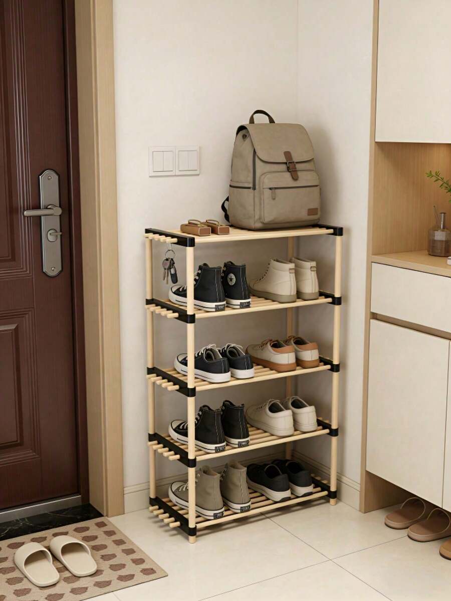 Space-Saving Floor-Standing Shoe Storage Rack, Wooden Shelf Suitable For Entryways, Bedrooms And Apartments For Storing Shoes And Various Daily Small Items - Multicolor - View 1