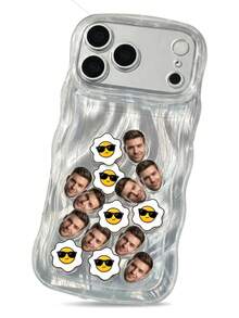 1pc Customized Photo Wavy Pattern ABS Phone Case, Personalized Detachable Face Ornament Shaking Phone Case, Custom Upload Portrait Design, Durable ABS Plastic Shell, Anti-Drop Anti-Scratch, Transparent Wavy Texture, Suitable For Multiple Phone Models; Ideal Gift For Couples, Family, Friends And Lovers, Suitable For Daily Use, Birthday, Anniversary, Valentine's Day, Christmas And Holiday Gifting - Multicolor - View 3
