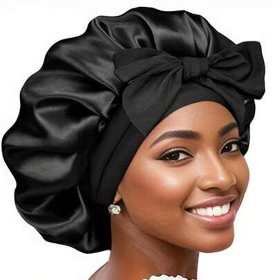 Bonnet Satin Bonnet For Sleeping Large Bonnets With Tie Band Hair Wrap With Adjustable Straps Hair Cap For Women Curly