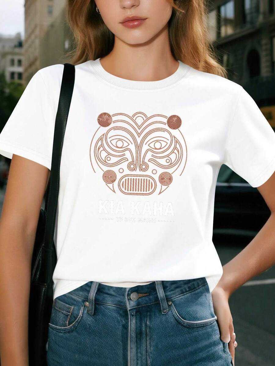 Camiseta Kaha Te Reo Maori Pure de Mujer, Corte Cómodo - Blanco - Ver 1