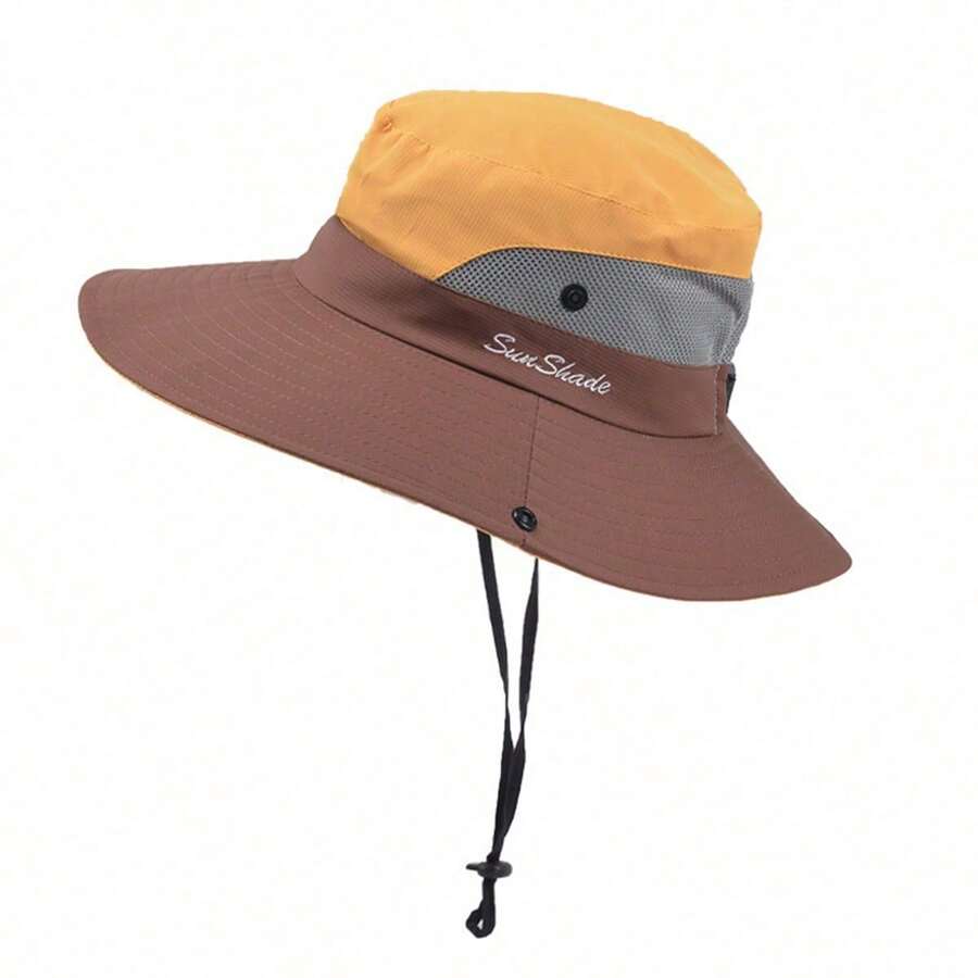 1 pieza, Sombrero de cubo de protección solar unisex, Sombrero de sol de verano para mujeres, Sombrero de secado rápido para exteriores, Adecuado para combinar con ropa y vestidos de verano - Amarillo - Ver 1