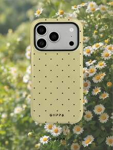 GIIPPA 黃色與酒紅色波點 2-In-1 霧面手機殼，適用於 17、17 Air、16、15、14、13、12、11、PRO MAX、PLUS，男女皆宜的優雅設計，送給女友的完美禮物，適合聖誕節、情人節、復活節、婚禮季和生日！ - 黃色 - 查看 9