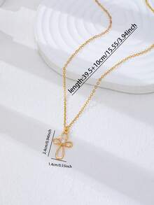 1/5pcs Multi-Layer Cross Y-Shaped Pendant Multicolor Virgin Mary Cross Pendant Multi-Layer Chain Women's Bohemian Style Jewelry Necklace (Rhinestone Color Random) - Multicolor - View 9