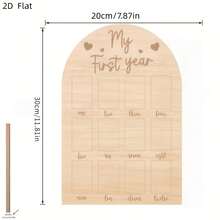 2D Flat First Year Photo Wall, Commemorative Photo Frame, Floral Decorated Wooden Frame, Suitable For Baby Birth To One Year Old Photos, Decoration. No Electricity Required - A - View 9