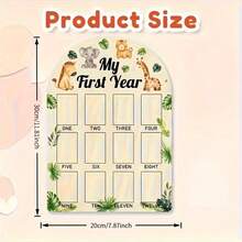 2D Flat First Year Photo Wall, Commemorative Photo Frame, Floral Decorated Wooden Frame, Suitable For Baby Birth To One Year Old Photos, Decoration. No Electricity Required - A - View 11