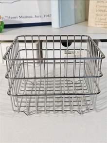 1pc Ins Style Desktop Cosmetic Storage Basket, Multi-Functional Organizer Rack, Makeup Storage Box For Vanity, Bathroom Sink, Kitchen Counter, Sponge Holder, Skincare Organizer, Jewelry Tray, Mother's Day Gift, For Bedroom, Dorm, Office - Silver - View 11