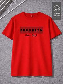 BROOKLYN NEW YORK T-Shirt |   100% - Merah - View 2