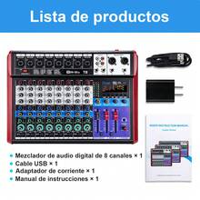 8-Channel Sound Consoles Audio Mixer 24 DSP DJ Mixer - Black - View 4