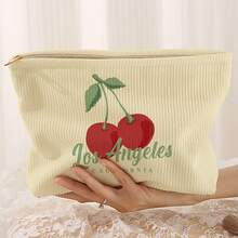 1 buah Tas Penyimpanan Kosmetik Portabel Motif Ceri, Dicetak Dua Sisi, Tas Kosmetik Perjalanan dengan Resleting, Tas Organizer Perlengkapan Mandi Multifungsi - MultiWarna - View 6