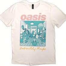 Oasis Definitely Maybe Illustration Colour T Shirt Tshirt Printed In USA-Suitable For Spring And Summer Casual Wear - White - View 1