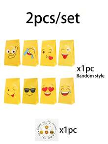 24 piezas/Set Bolsas de papel con cara sonriente divertida para regalos de fiesta, bolsas de envoltura para fiesta de cumpleaños/actividades de aula, bolsas de recuerdos de fiesta - Adecuadas para regalos de cumpleaños, recuerdos de fiesta, bolsas de almacenamiento, bolsas de mano para fiesta, bolsas de regalo de cumpleaños y suministros de envoltura de regalos. - Multicolor - Ver 9