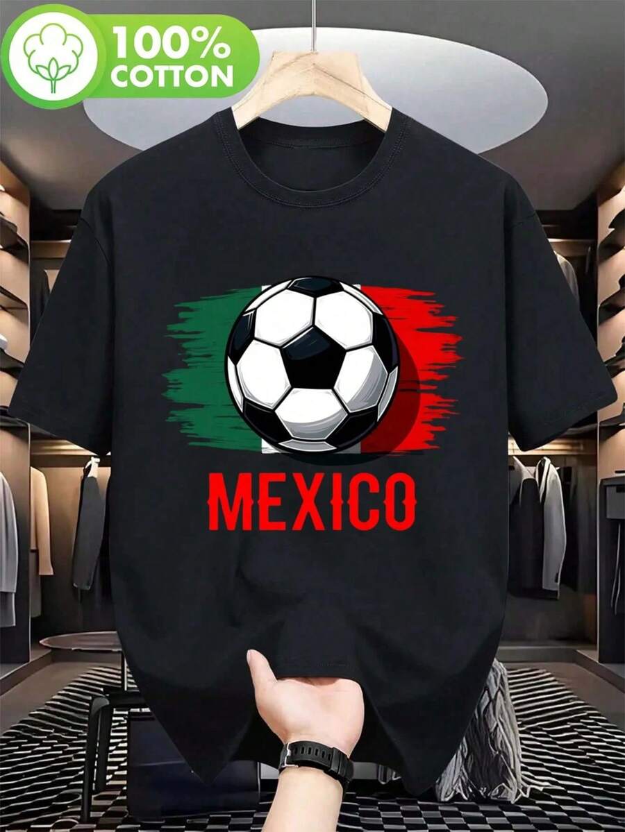 Camiseta Equipo Fútbol México para Hombre Ropa transpirable diseño ligera casual, deporte, lavable máquina.camiseta para hombre - Negro - Ver 1
