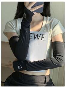 1 Pair Women's Summer Ice Silk Sun Protection Arm Sleeves, Loose Fit Cooling Arm Guards, Fashion Solid Color Driving Arm Covers, Plus Size Design, Suitable For Driving, Summer Daily Wear, Outings, Music Festivals, Can Be Paired With Gloves, Also Suitable For Parties And Other Occasions. Ice Silk Summer Sun Protection Women's Loose Arm Sleeves, Fashion Solid Color Driving Arm Covers - Multicolor - View 3