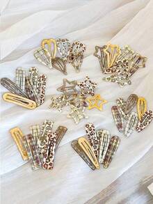 24/12pcs/Set Maillard Brown Hair Clip Combination, Vintage Mixed Style Hair Accessories, Suitable For Campus Preppy Style And Floral Dresses, Full Of Atmosphere, Sweet And Cute Hair Accessories - Suitable For Girls And Teenagers, Perfect For Daily, School, Vacation, Commuting, Photography, Etc. - Multicolor - View 4
