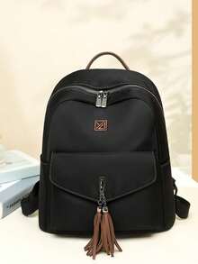 2026 New Minimalist And Versatile Solid Color Corduroy Backpack For Women, Adjustable For Daily Use, School And Travel, Gift - 黑與白 - 查看 1