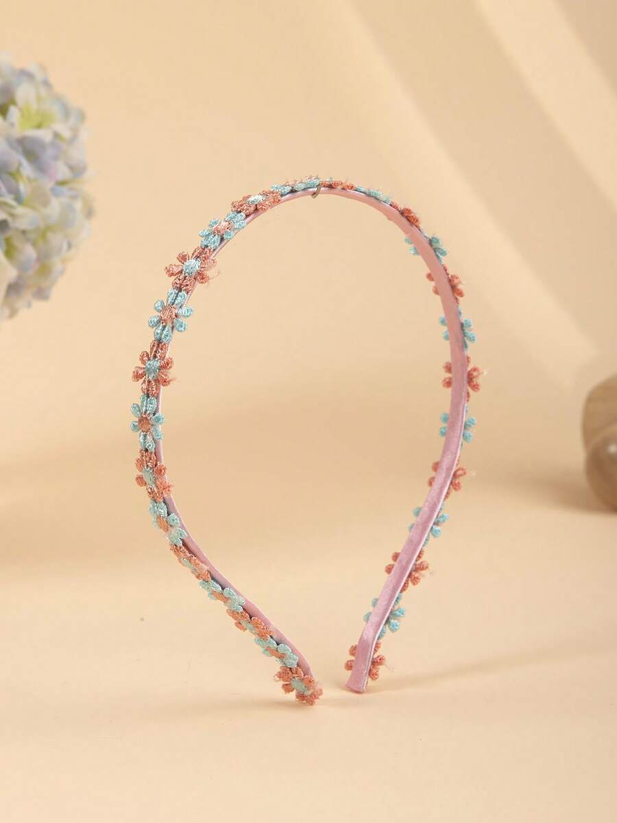 1/3/5pcs Girls Embroidered Butterfly & Daisy Floral Headband, Suitable For Picnic, Daily Casual Styling - Multicolor - View 1
