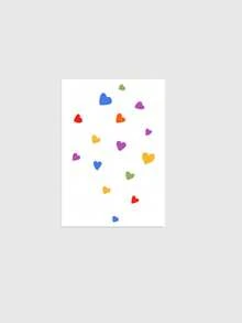 1 Pc Rainbow Mixed Color Scattered Tiny Heart Temporary Tattoo, Waterproof Mini Love Shape Fake Tattoo, Pride Body Art For Collarbone & Shoulder - Multicolor - View 2