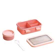 Caja de almuerzo a prueba de fugas con utensilios incorporados, caja bento con cierre de 4 lados, adecuada para la preparación de comidas – apta para microondas y fácil de limpiar – contenedor de alimentos de plástico duradero, adecuado para el trabajo y los viajes. - Multicolor - Ver 8