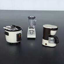 1 Piece Set Mini Kitchen Utensils Set, Cream White Plastic Decorative Small Sculpture, Miniature Kitchen Furniture Accessories (Includes Mini Rice Cooker, Juicer, Coffee Maker) - Kitchenware Set - View 1