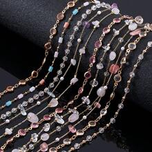 1m Fashionable Multi-Style Colorful Glass Rhinestone Asymmetrical Stone Copper Clasp Bead Chain For Handmade DIY Bracelets, Necklaces And Clothing Accessories - DIY Chain - View 6