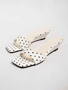 2026 Spring/Summer New Women's Faux Leather Mule Style Wedge Heel Open Back Sandals - White - View 5