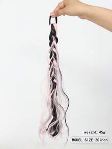 20 Inch Pink/Sky Blue/Black Synthetic Fiber Heat-Resistant Fluffy Ponytail Hair Extensions For Women | Suitable For Halloween, Christmas, Holiday Parties, World Cup - Multicolor - View 2