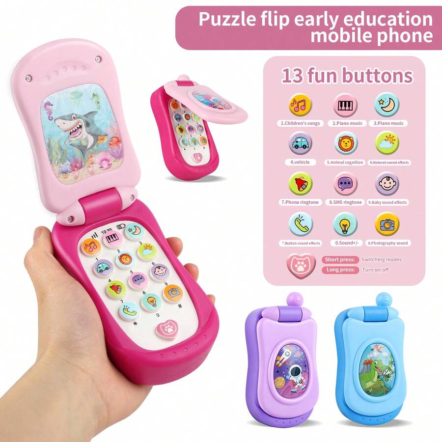 1pc Interactive Baby Music Phone: Music, Weather, Animals & Over 10 Sound Effects, 2 Modes, Educational Toy, New Year, Christmas, Birthday Gift For Babies