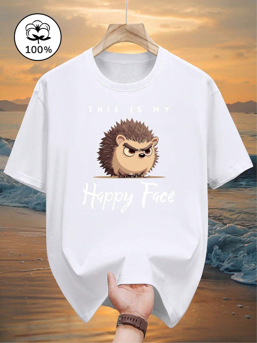 100% Cotton Casual Fashion Short-Sleeve T-Shirt By Acai - 白色 - 查看 1
