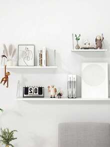 1PC Black Multi-Functional Wall-Mounted Storage Shelf, Space-Saving Bookshelf For Study, Living Room, Bedroom, Kitchen, Bathroom, Toilet, Home Decor, Office Wall Shelf, Book Rack, Storage Rack - White - View 8