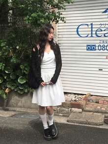 Chân váy dài đến đầu gối màu đen kiểu vintage xếp ly phồng, phong cách thường ngày dành cho nữ. - trắng - Xem 6