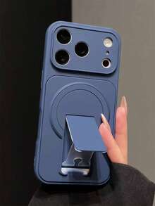Premium Heavy-Duty Anti-Drop Invisible Stand Magnetic Phone Case + Nylon Lanyard Compatible With IPhone 17 Pro Max 17Pro 16 Pro Max 15 Pro Max 14 Pro Max 13 Pro Max 16 15 14 Pro Luxury Wireless Charging Shockproof Bumper Matte Back Cover With Rope Shell - Blue - View 4