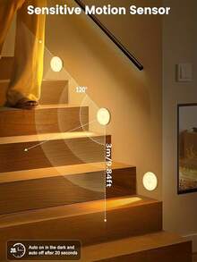 6pcs Motion Sensor Lights, LED Cabinet Lights, Outdoor Step Lights, USB Rechargeable/Battery Powered Night Lights - Perfect For Bedroom Decor, Hallway Decor, Bathroom Decor, Cabinet Decor, Stair Lighting, Outdoor Decor, Home Decor And Room Decor - Multicolor - View 7