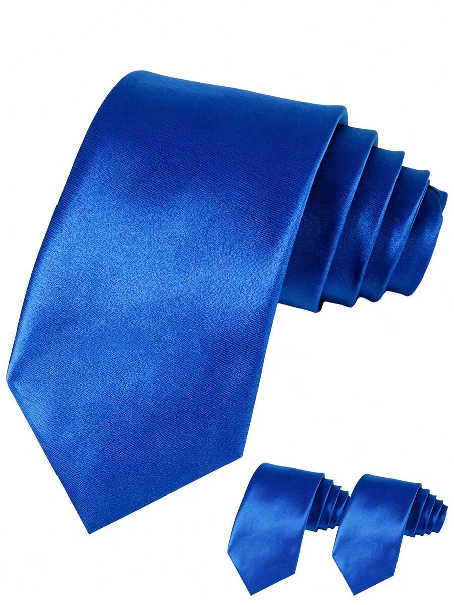3PCS Men's Solid Color Tie 8cm Formal Business Tie Men's Wedding Tie - 3pcs Royal Blue - View 1
