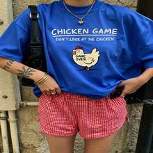 Cute Daily Casual Graphic T-Shirt 100% Cotton Oversized Soft Breathable Casual Crewneck Short Sleeve Top Aesthetic Daily Fashion Lovers Casual Wearers  Basic Vintage Minimalist Street Style Gift Givers - 藍色 - 查看 18