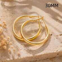 Women's Fashion Stainless Steel Earrings - Large Hoop Earrings With Pendant, Stainless Steel Jewelry, Beach Accessories, Graduation Gift - Gold - View 7
